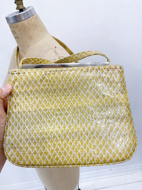 Chic pale yellow patterned Sandro Vicari shoulder… - image 6