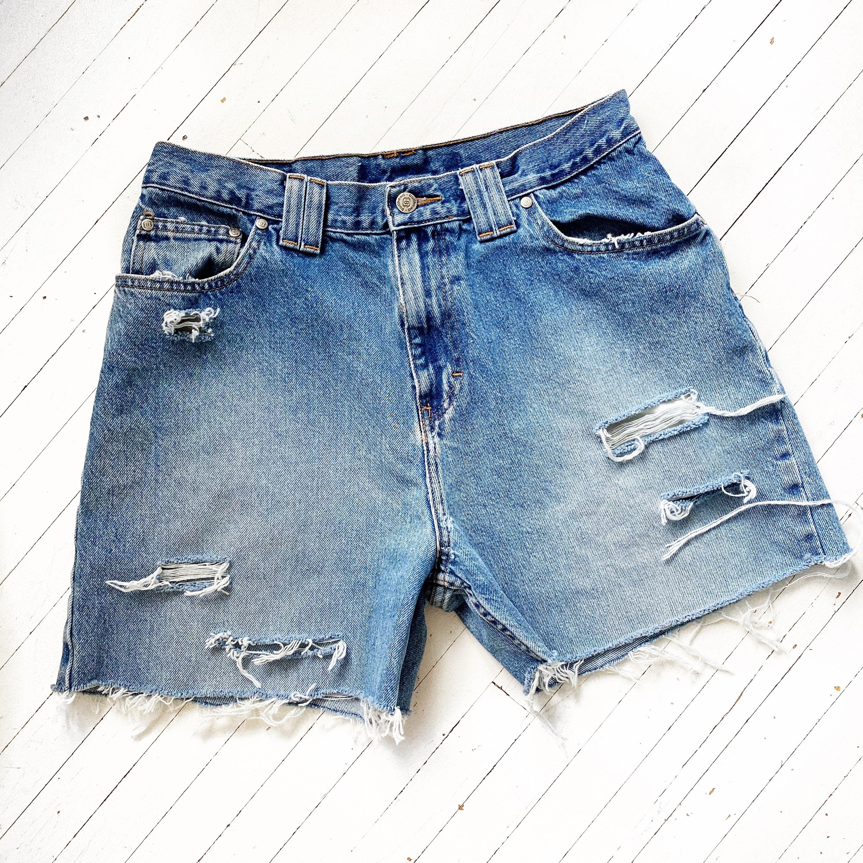 Perfectly Distressed Denim Shorts With 