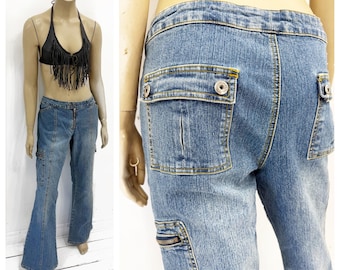 Y2K BONGO Low Rise Cargo Flare Jeans. Size L/XL. - Etsy