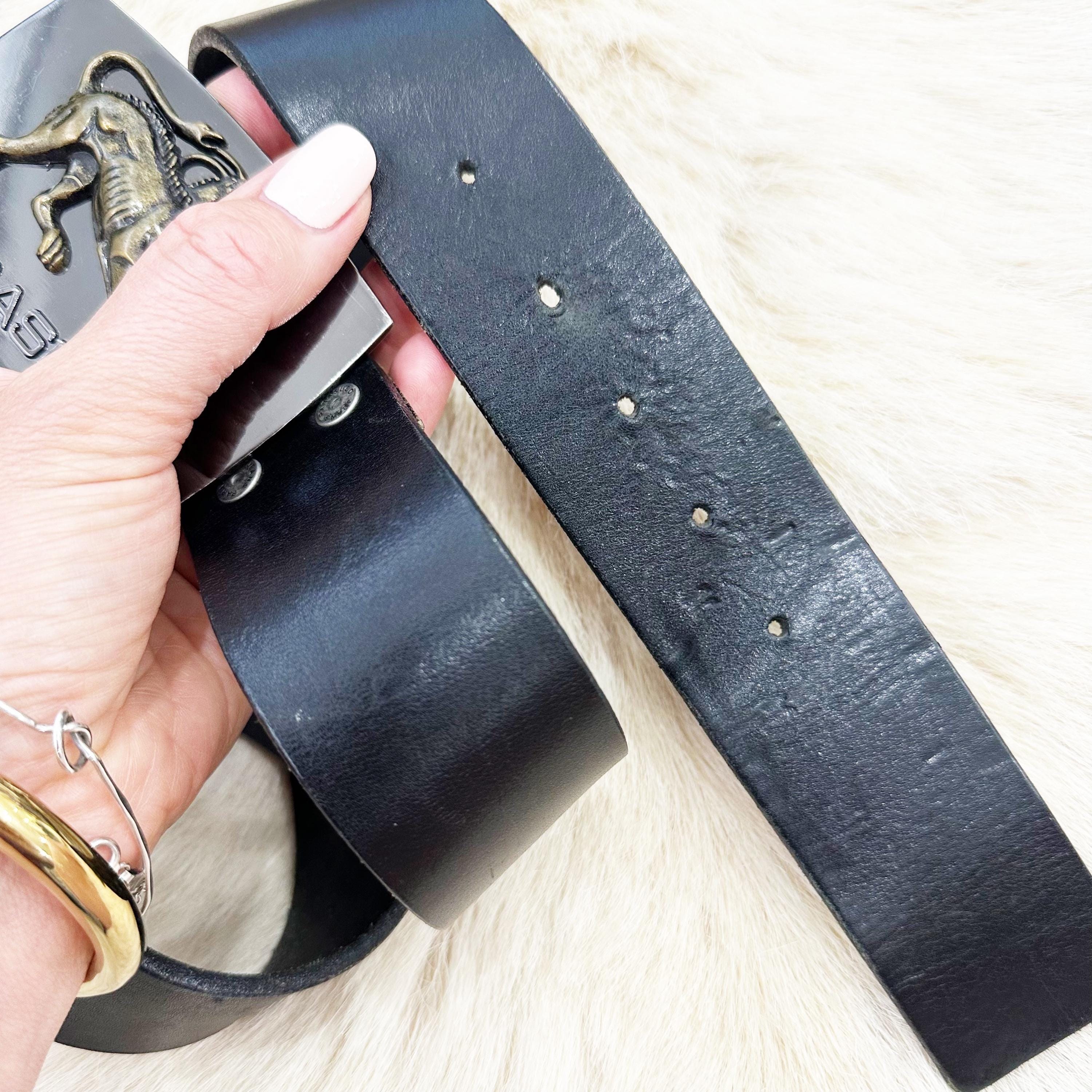 Y2K Vintage Jacob Leather Hip Belt Convertible Waist Belt, Made In Canada Size S Y2K Parasuco Lion Buckle Leather Rocker Belt. Made in Canada  main image 3