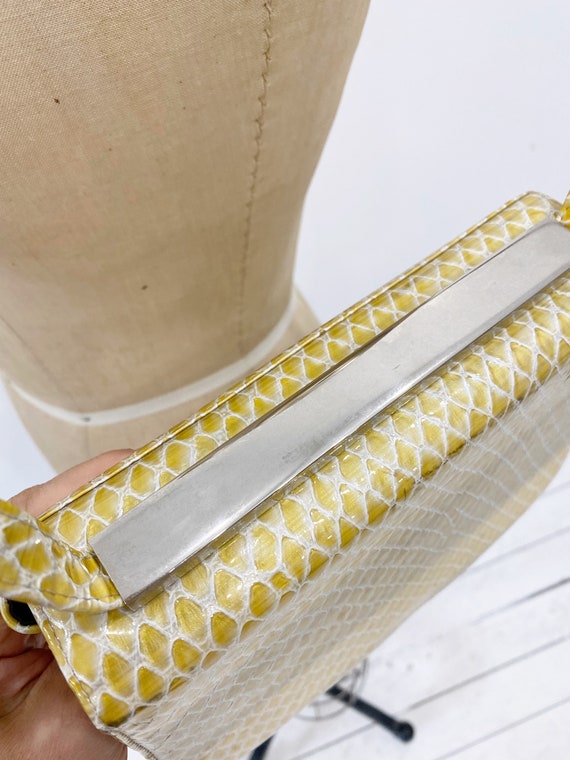Chic pale yellow patterned Sandro Vicari shoulder… - image 4