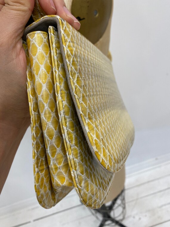 Chic pale yellow patterned Sandro Vicari shoulder… - image 5