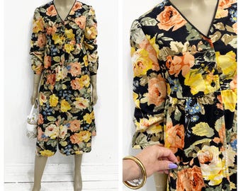 Garden Party Dreamy Yellow Rose Floral Cotton Dress With 