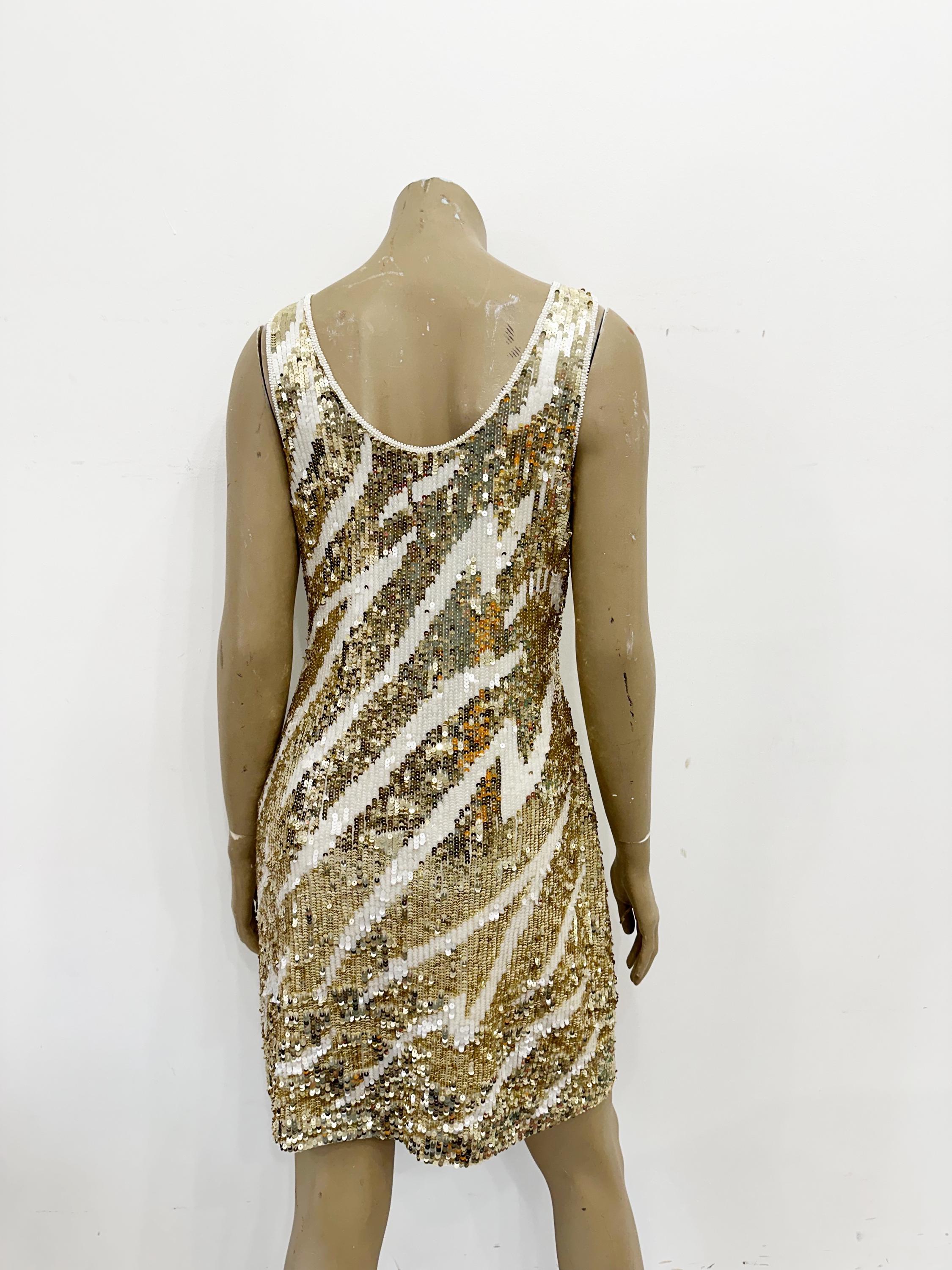 Gold and Ivory Sequin Tank Short Dress. Size S. - Etsy