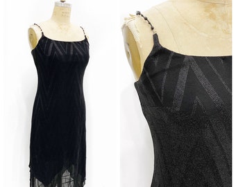 1990’s sheer black layered handkerchief hem dress. Size M.
