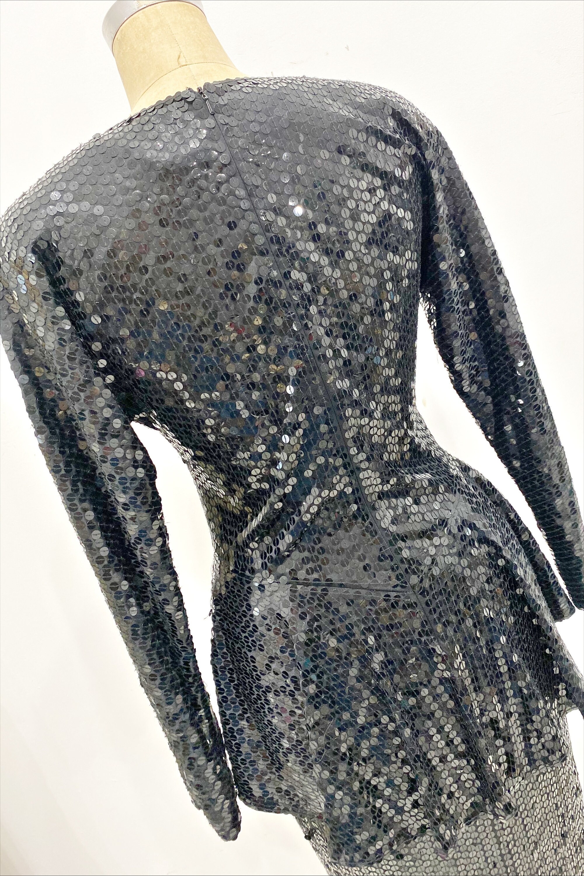 knee length dresses for ladies Long Black Sequin One-Sleeve Formal Dress main image 0