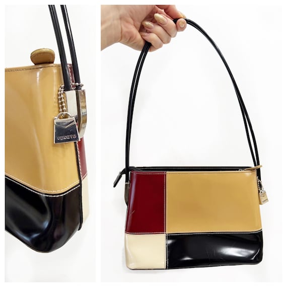 Structured colourblock pleather top handle VENETO… - image 1