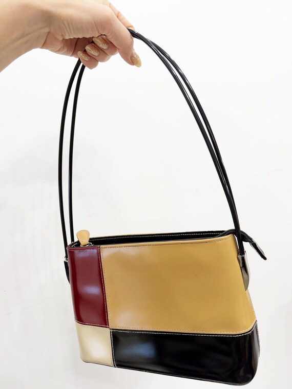 Structured colourblock pleather top handle VENETO… - image 4
