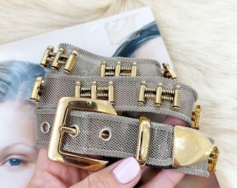 Vintage Y2K Heavy Metal Mesh Belt Women display picture 1