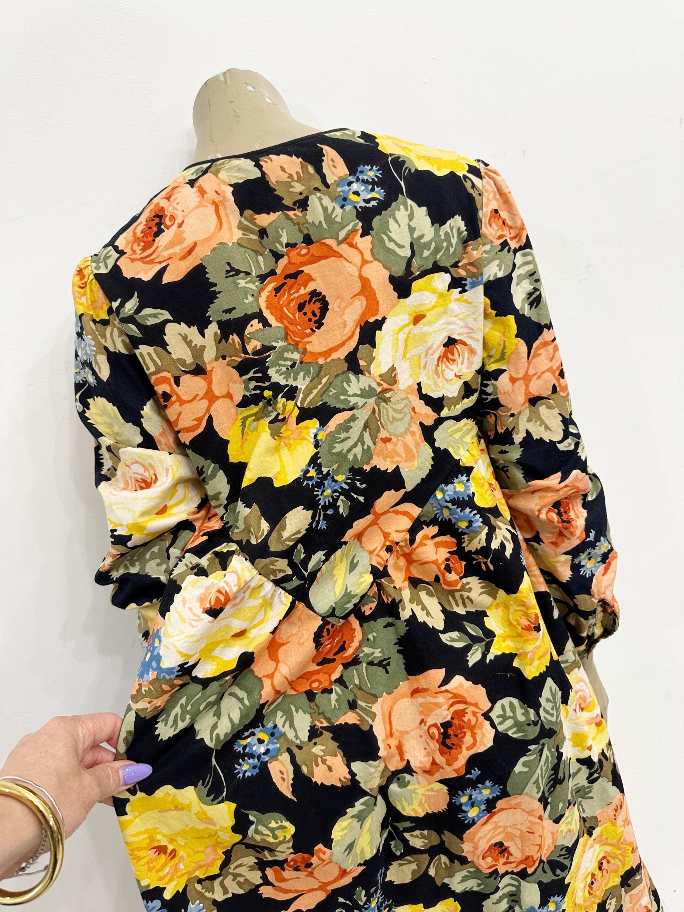 Garden Party Dreamy Yellow Rose Floral Cotton Dress With  display picture 2