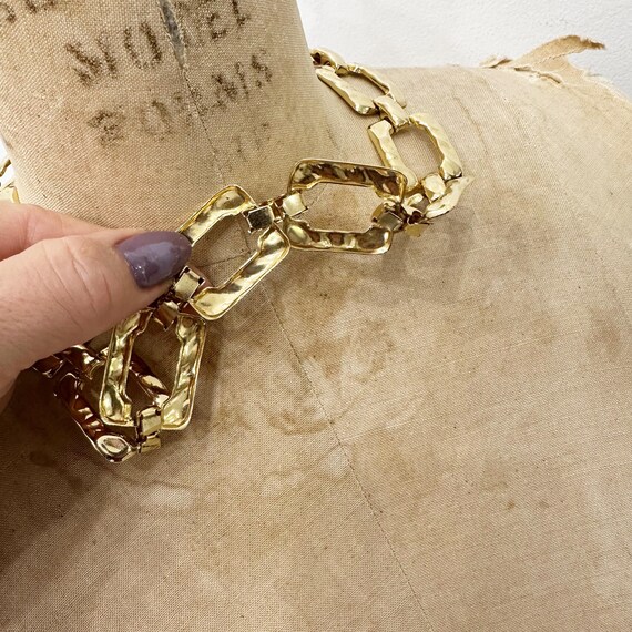 Chic gold rectangular chain link necklace and ear… - image 8