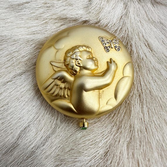 Estée Lauder August Angel Gold Rhinestone Mirrored Compact. - Etsy