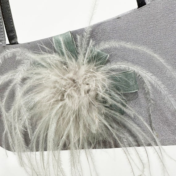 Grey Y2K feather puff evening bag. - image 2
