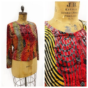 Red crushed velvet burnout cardigan top. Size XL.