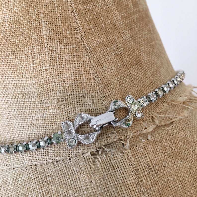Midcentury rhinestone Y neckace vintage bridal jewelry.