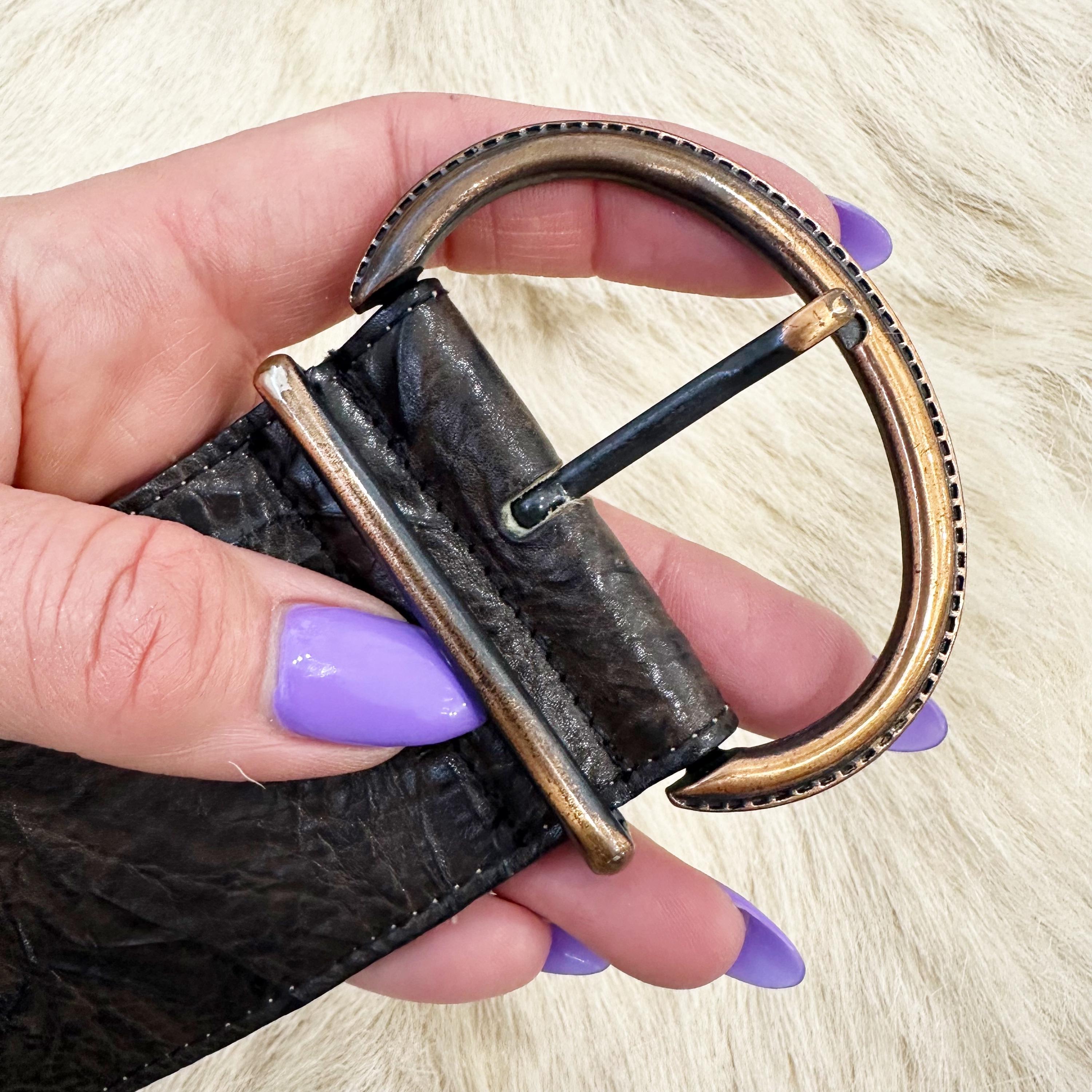 Ceinture Emmanuel Belt Hand Tipped Swirl Grain Leather Women Sz M Emmanuel main image 4