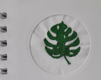 Monstera leaf Embroidered A6 Wire bound Handmade Notebook