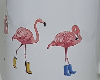 Flamingos in rainboots Mug