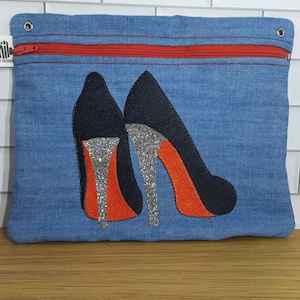 Glitter Fashionista Heels Really Useful Fun & Fabulous Medium Embroidered Bag
