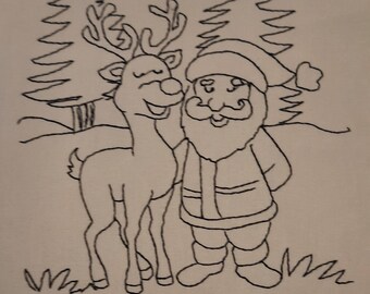 Christmas Santa and Reindeer colouring bag