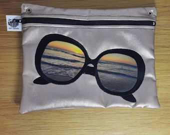 Pouch to Crossbody, Summer Sunsets, Designer Sunglasses, beach crossbody bag, cosmetic bag, crossbody handbag woman, embroidered purse, cute