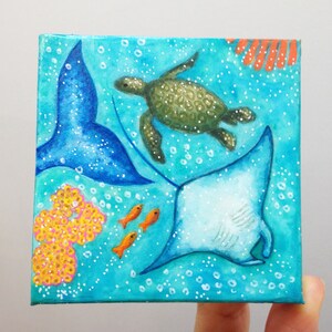 Under the Sea/ Original painting/ Acrylic painting/ Small canvas art