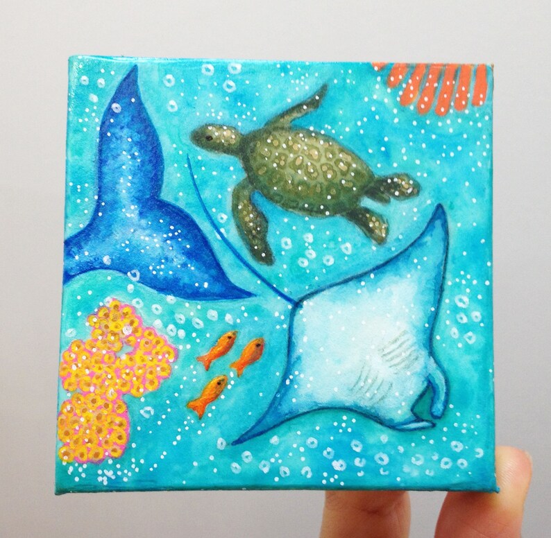Under the Sea Original painting Acrylic painting Small ...