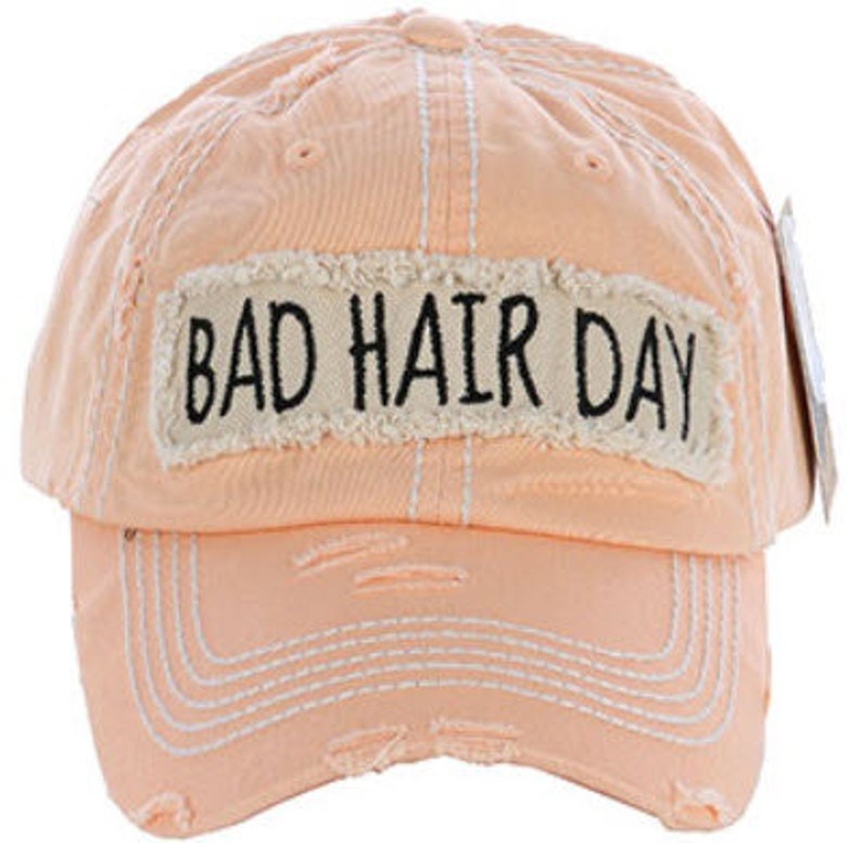 Bad hair day cap distressed hat bad hair day hat beach hat cap Etsy
