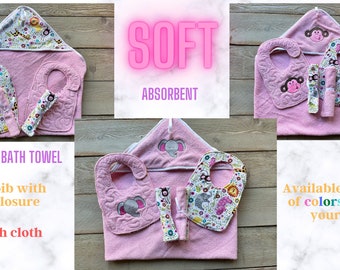 Personalized Hooded Baby Towel: Custom Burp Cloth & Bib Shower Gift