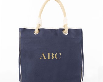 Personalized Rope Tote Bag, Heavyweight Canvas Tote Bag personalized gift, HandBag, Wedding gift, corporate gift, birthday gift, shower gift