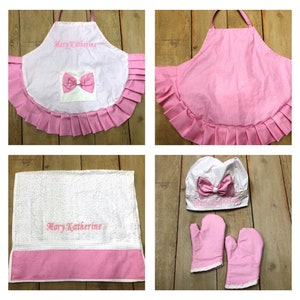 Personalized kid Apron, choose your fabric, custom Apron, Made to Order apron, toddler apron, child apron, art apron, chef hat, mitts