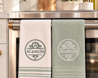 Embroidered Kitchen Towel: Personalized Cotton Towel, Custom Slogan or Logo