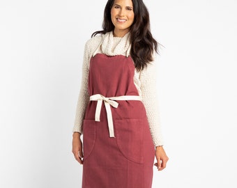 Custom Maroon Apron: FREE Personalization Cotton Canvas Apron, USA Made