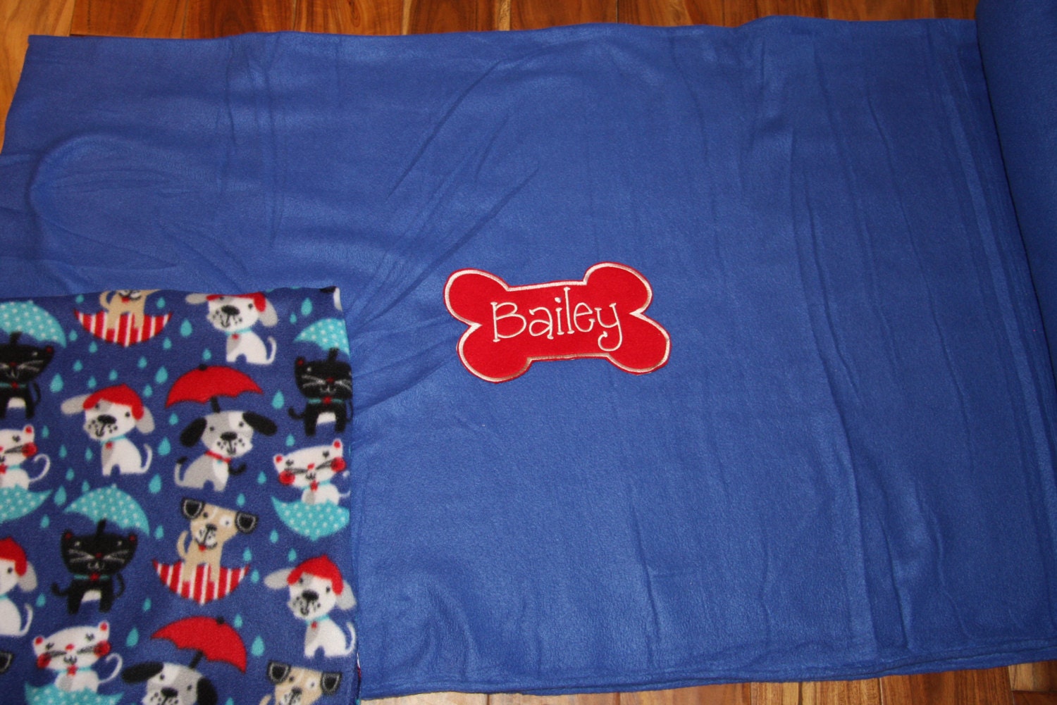 REVERSIBLE Pet Blanket Dog Blanket Fleece Custom Embroidered Etsy