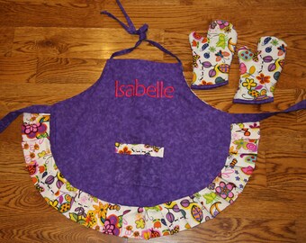 Custom Apron Child Apron Personalized Apron Made to order child apron Chef hat hot pads birthday gift custom apron personalized apron