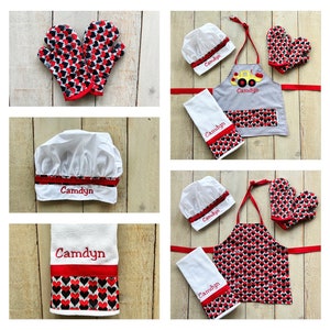 Valentine apron hearts construction truck personalized kid apron custom kid apron toddler apron little kid apron boy apron custom made apron