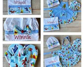 Winnie Kid Apron Child Apron Personalized Apron Winnie and friends Apron mitts Custom Apron little girl apron toddler Winnie the Pooh apron