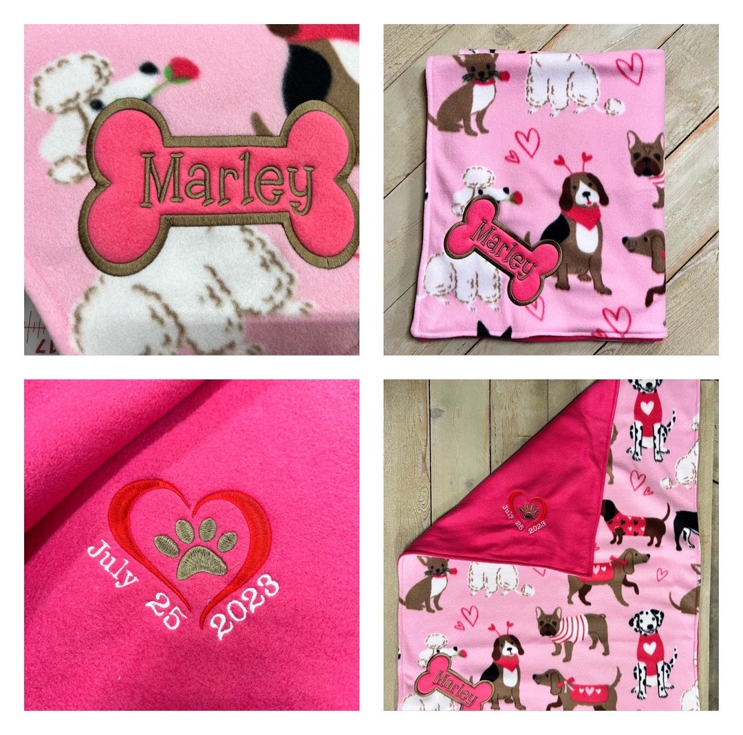 Reversible Personalized Dog Blanket Embroidered Dog Gifts Puppy