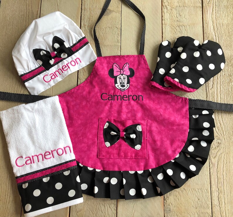 Custom Apron Child Apron Personalized Apron Full Face Minnie Etsy