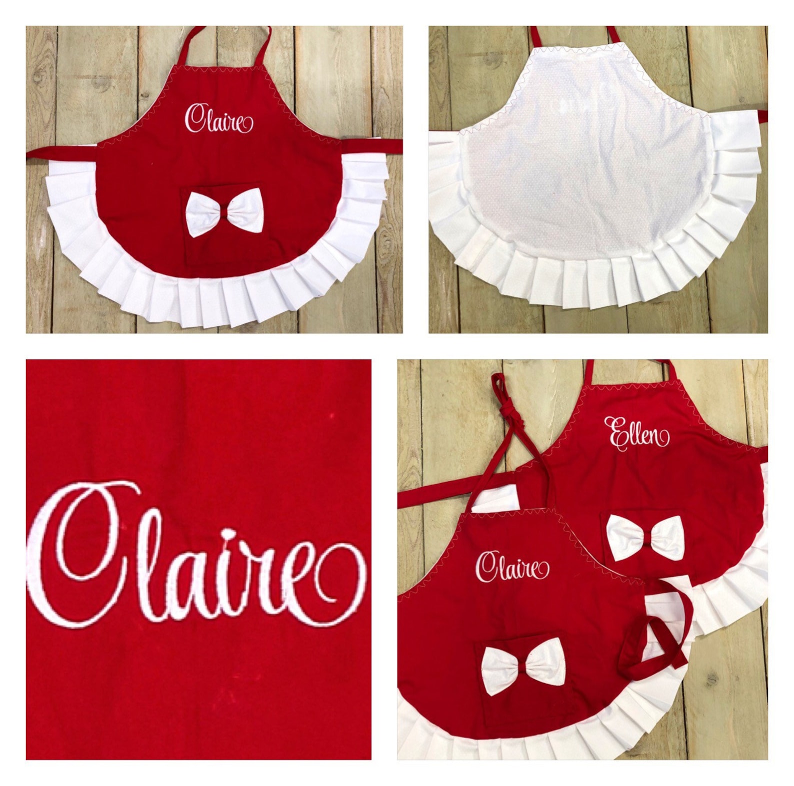Custom Apron Heart Embroidered Apron Personalized Apron Chef Etsy