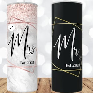 Wedding Mr and Mrs Tumbler inspired 20 oz PERSONALIZED TUMBLER wedding engagement Personalize with name personalized wedding tumbler GIFT.