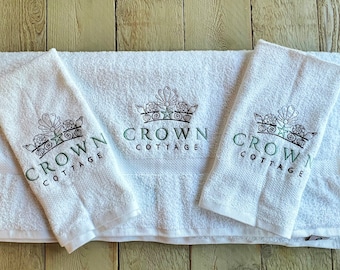 Embroidered Crown White bath towel 5stars Hotel Towels 100