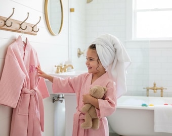 Children Personalized spa cover up waffle weave pool cover up kids spa wear personalized children monogram cover up