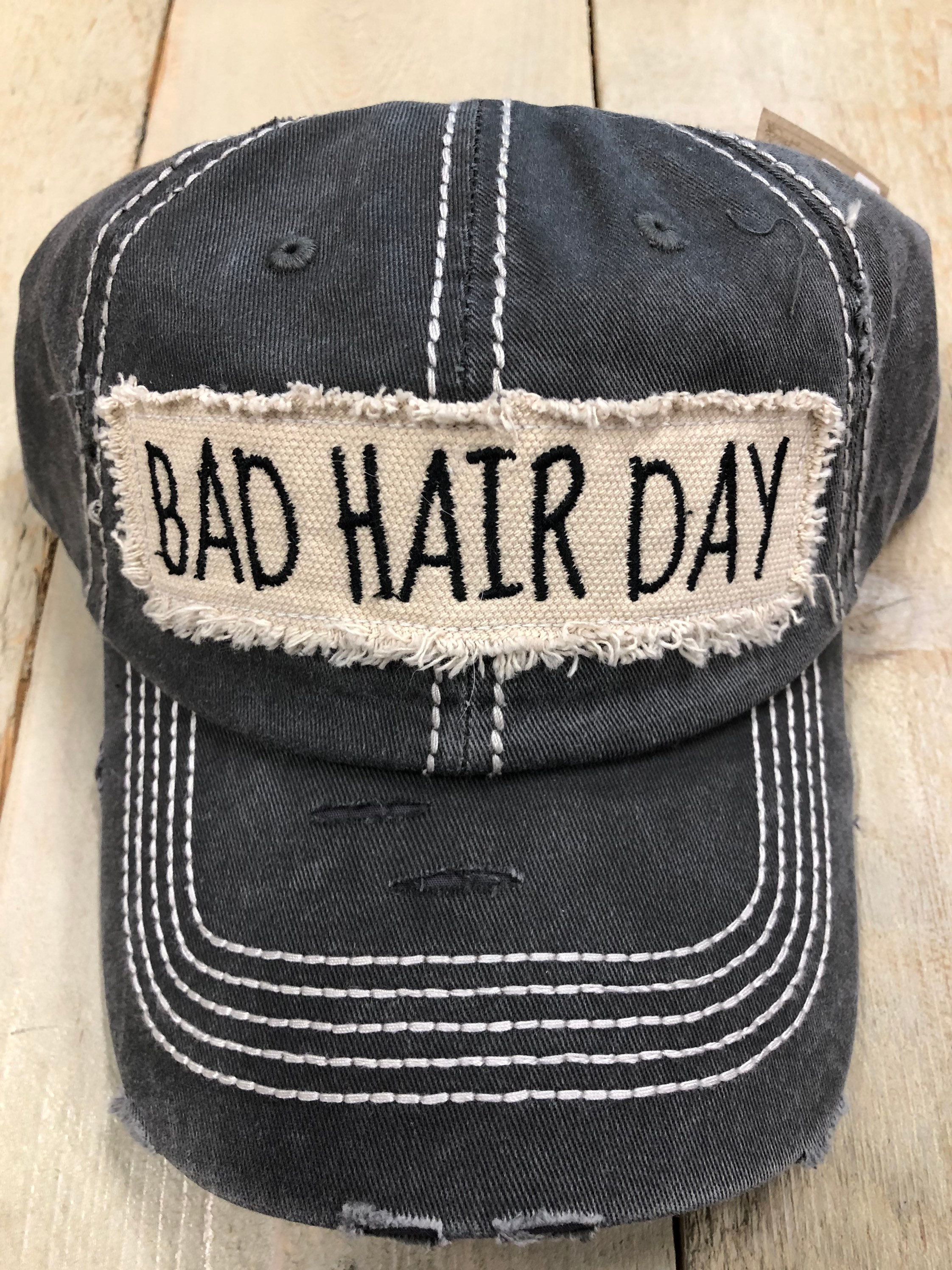 ETSY Distressed Bad Hair Day Baseball Cap, Bad Hair Day Hat, Ladies DAD HAT BAD HAIR DAY Distressed Cap: Women main image 3