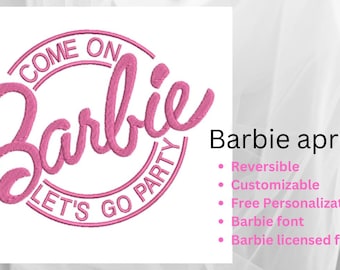 Custom Embroidered BARBIE Apron: Reversible Party Chef Apron