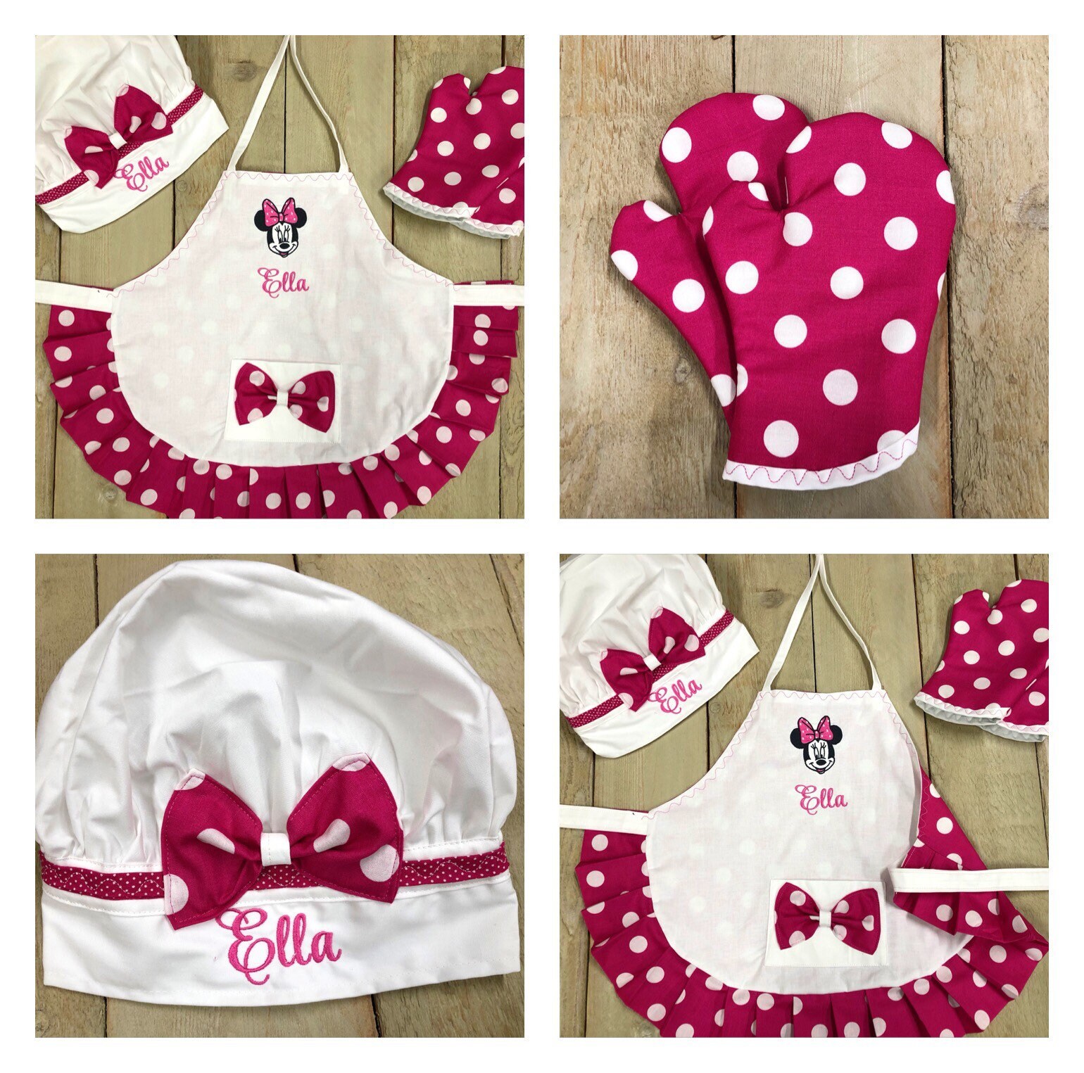 Kid Apron Child Apron Personalized Apron Full face Minnie mouse Apron…