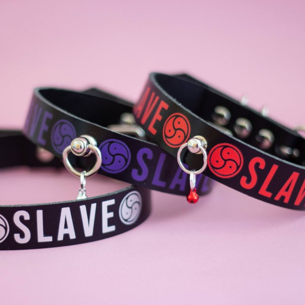 BDSM Slave Collar - Personalised Black Genuine leather