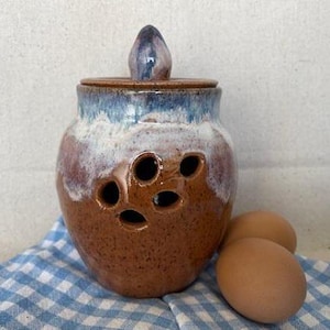 handmade garlic jar, pottery garlic jar, ceramic garlic keeper, garlic storage, storage jar, kitchen gift, cooking gift, ready to ship