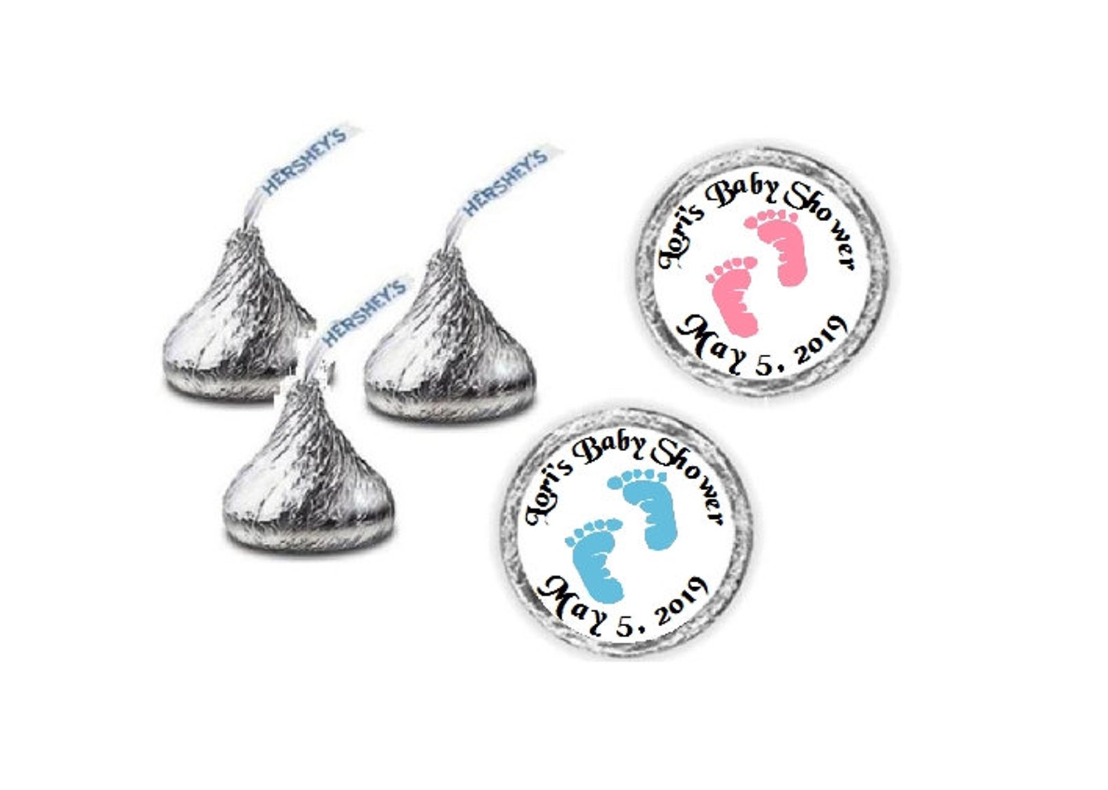 108 Baby Footprints Baby Shower Kiss Candy Label Wrapper Etsy