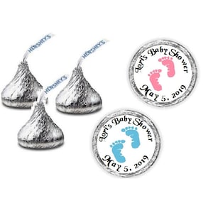 108 Baby Footprints Baby Shower Kiss Candy Label Wrapper Favors Stickers ~ Choose your color